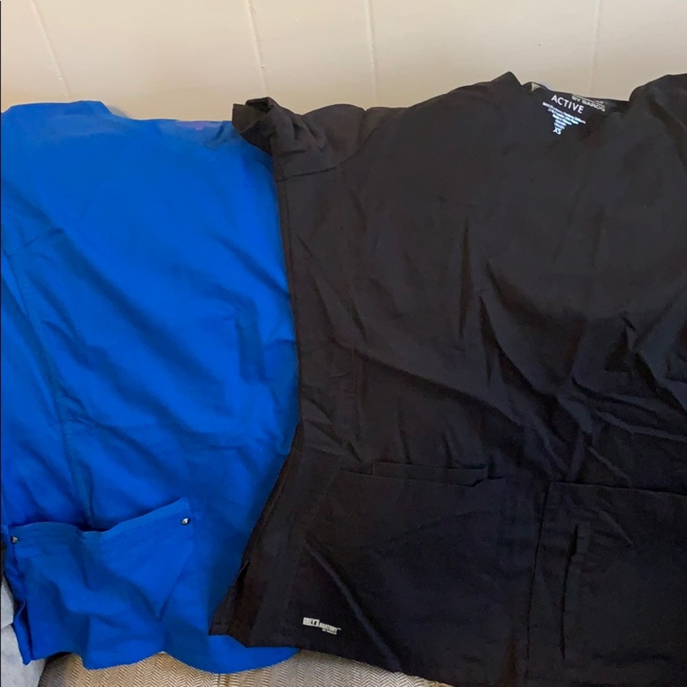Two scrub tops- greys anatomy and Yoga